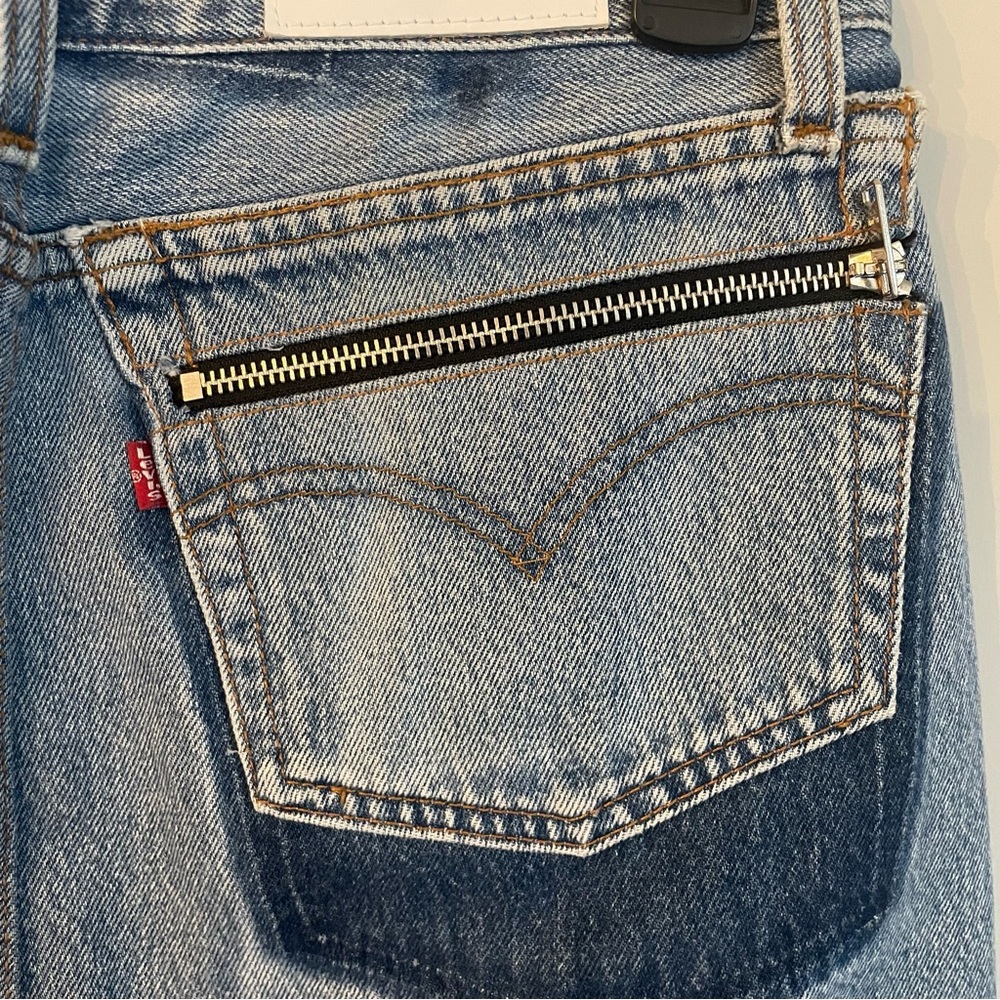 Levi's Re/Done Front Zip High Rise Denim Mini Skirt Casual - Picture 5 of 12